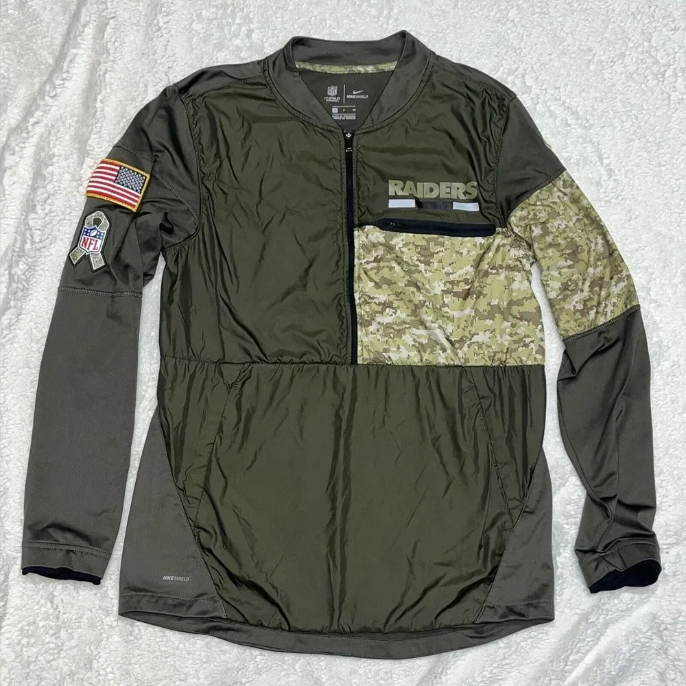Las Vegas RAIDERS Salute to Service Nike Shield Zip Camo Jacket‎ Mens On Field S